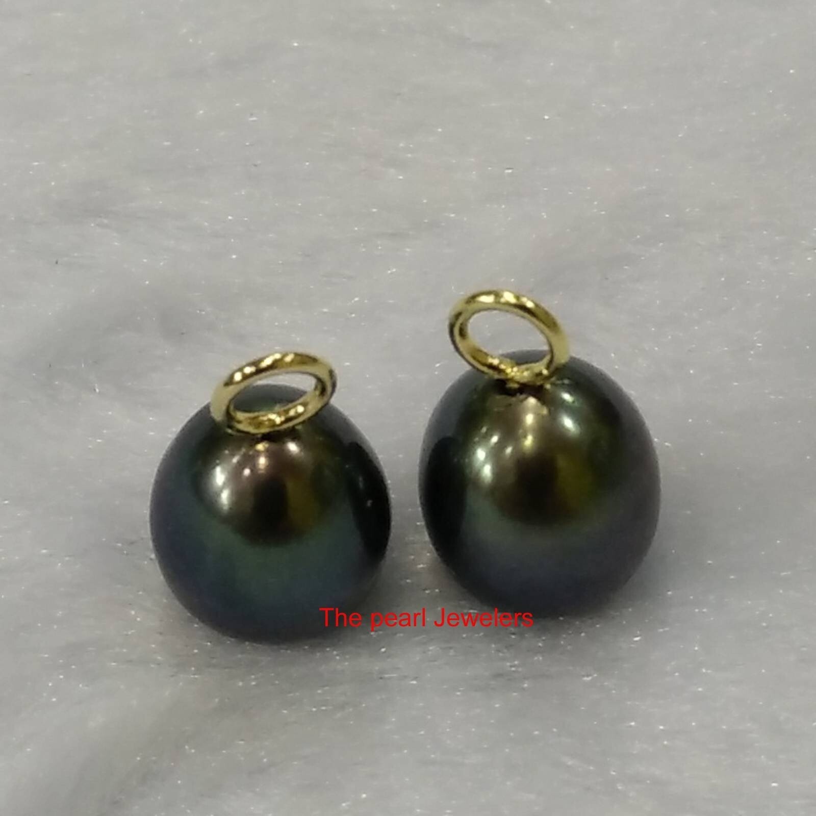 Pair of 8-8.5mm Black Pearl; 14K Yellow Gold 4mm Eye Pin for Hoop Earrings