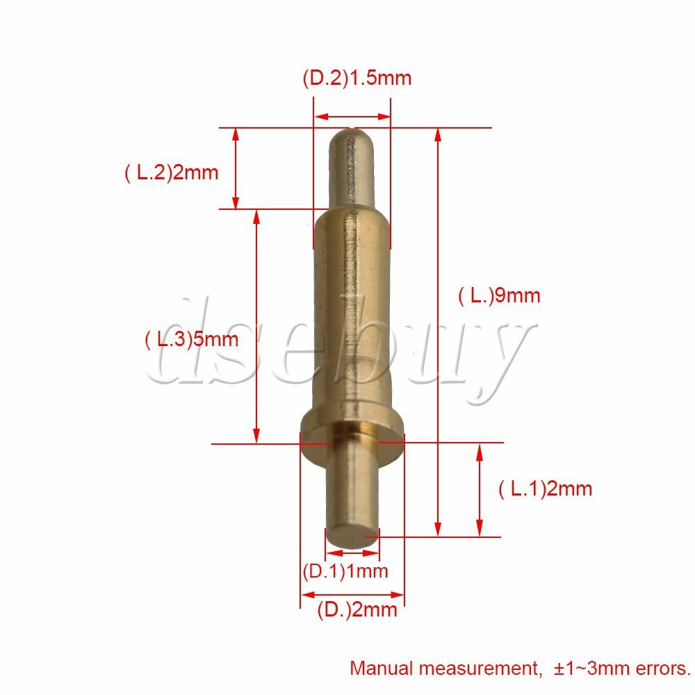 100pcs 9mm Length Spring Loaded Test Probes Pogo Pins Cusp Spear for Testing
