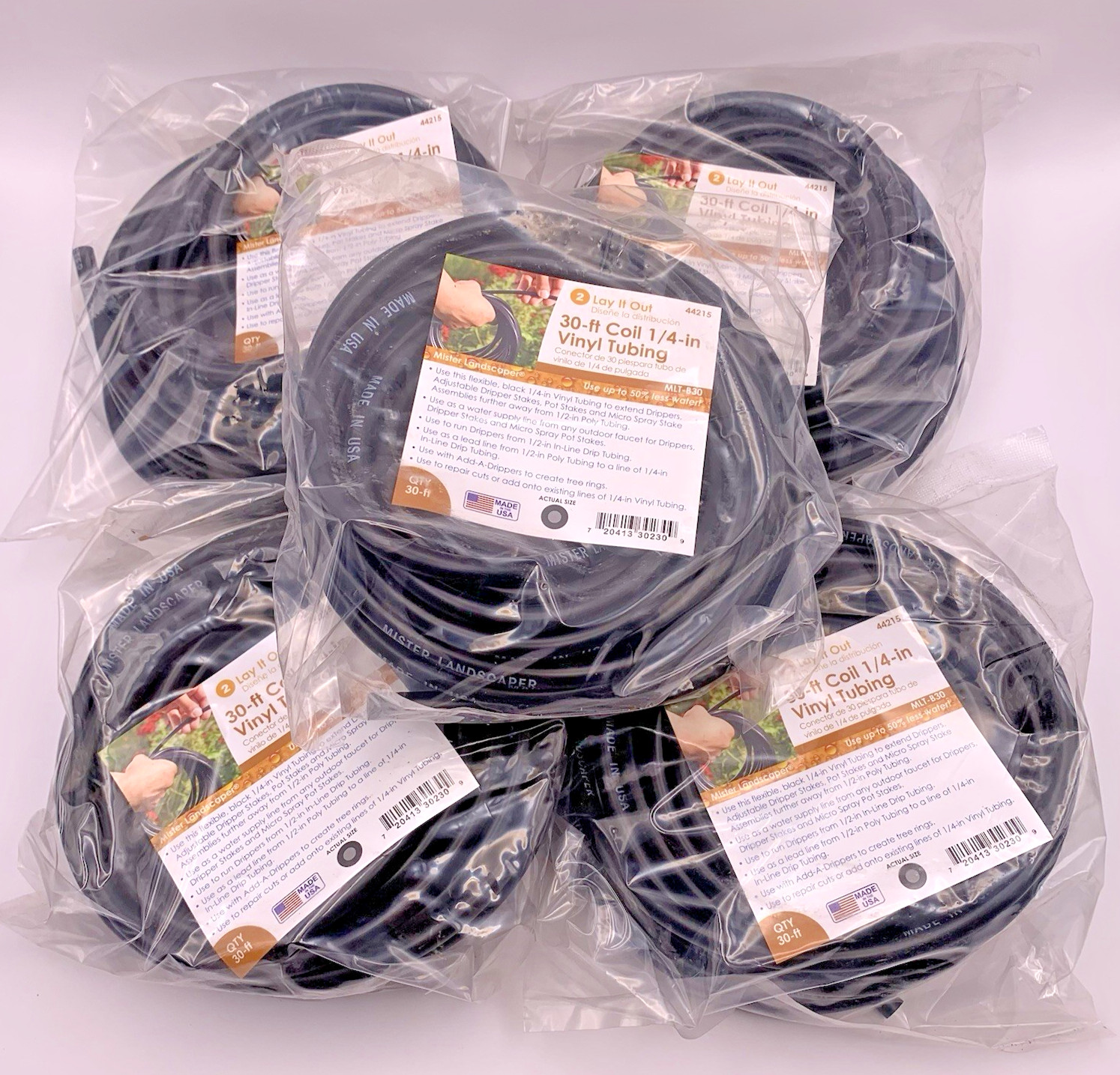 Lot of 5 Mister Landscaper 30ft 1/4in 150 Feet Vinyl Irrigation Tubing 44215 NEW