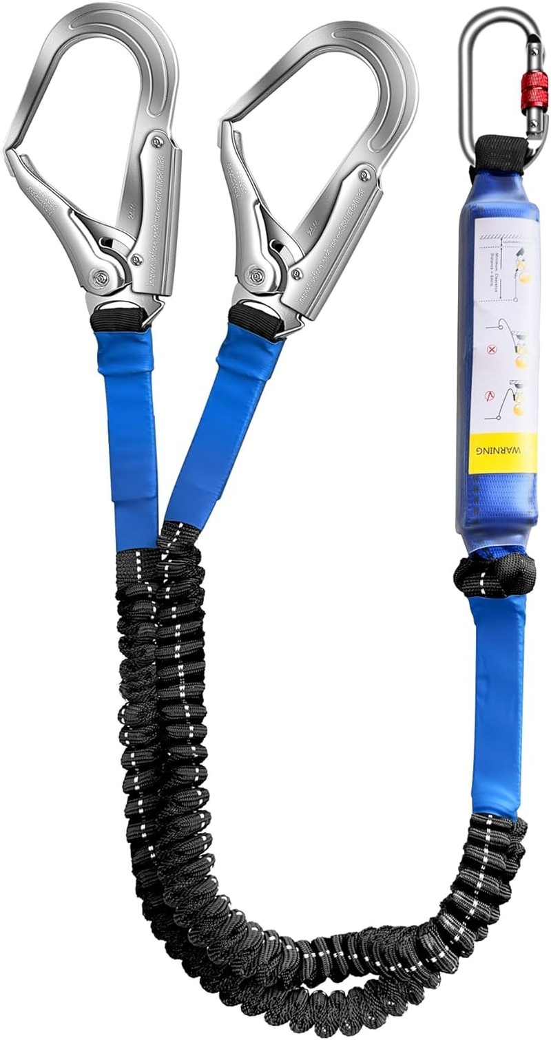 6Ft Internal Shock Absorbing Safety Lanyard with Double Snap Hook Connectors, F