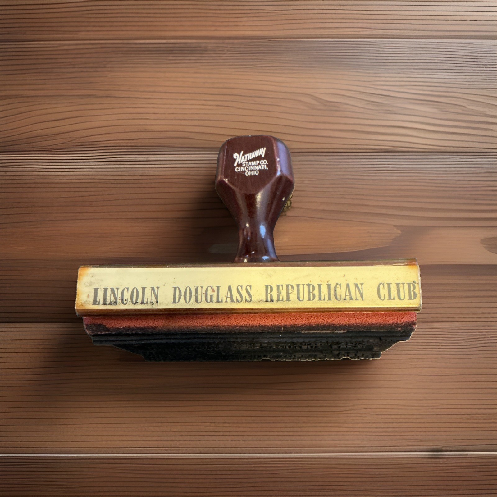 Vintage 80s Lincoln Douglass Republican Club Rubber Stamp (Hathaway Stamp Co.)