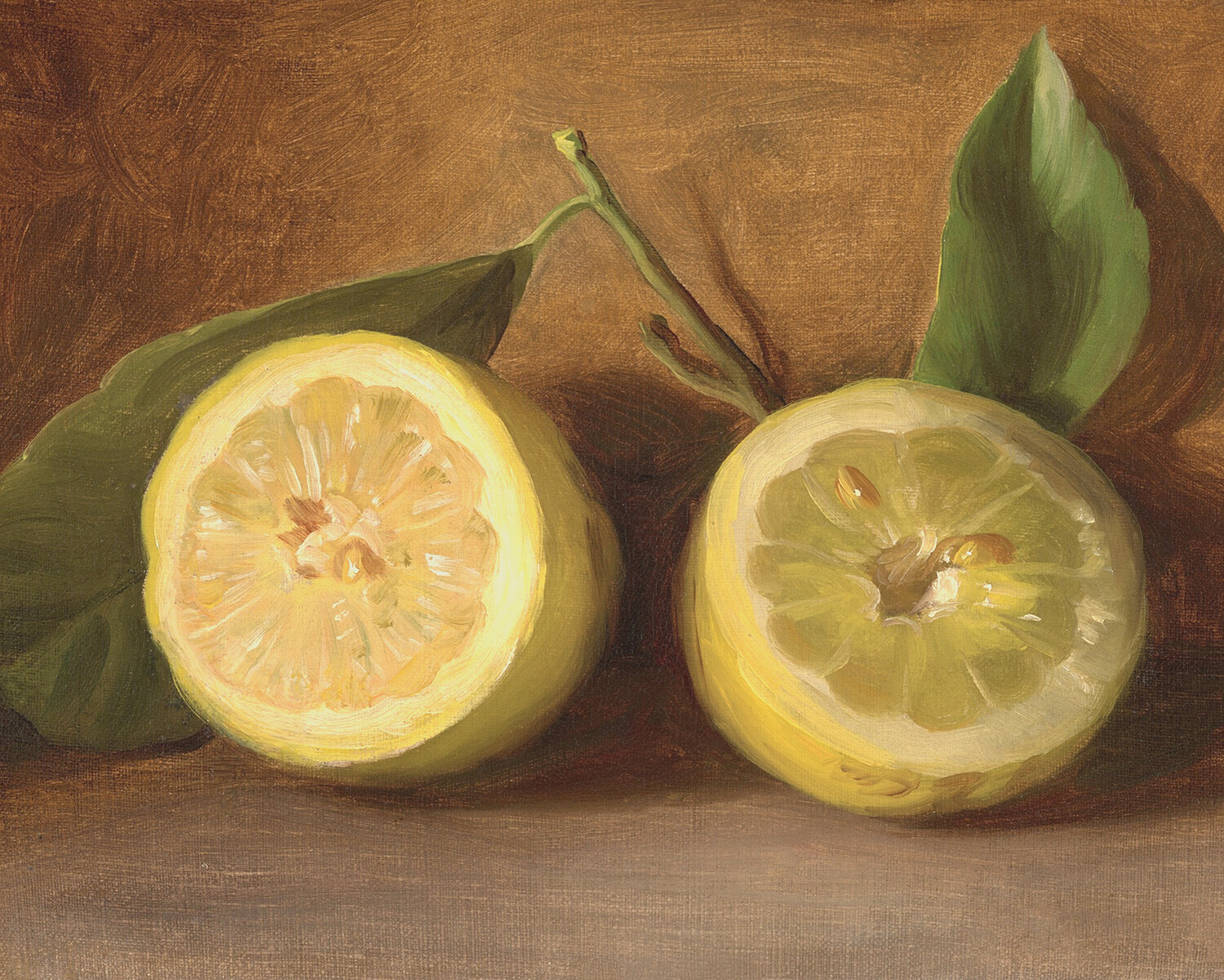 1800s Lemons Still Life Painting Reproduction Giclee Print on Fine Art Paper