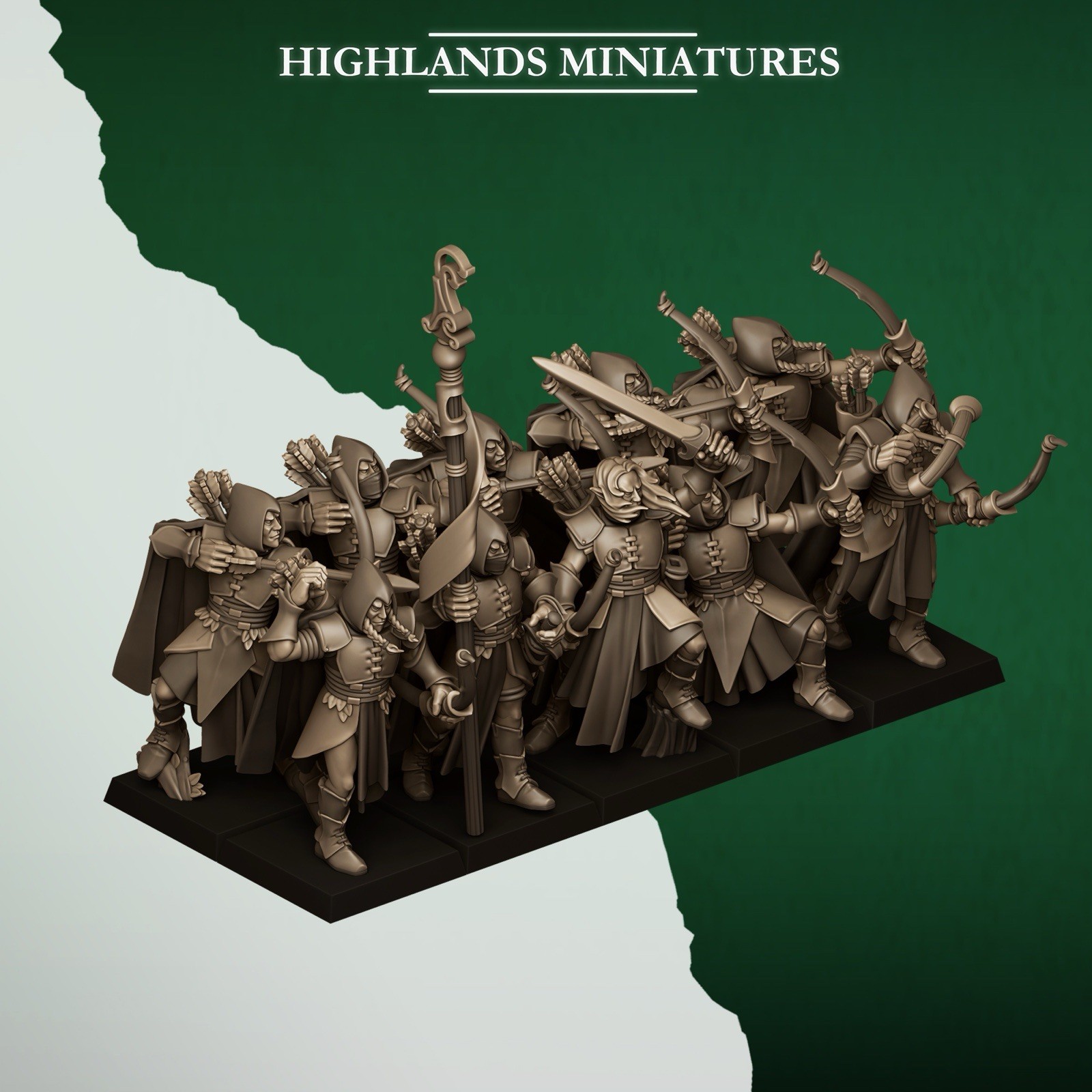10 Feral Archers, Highlands Miniatures,