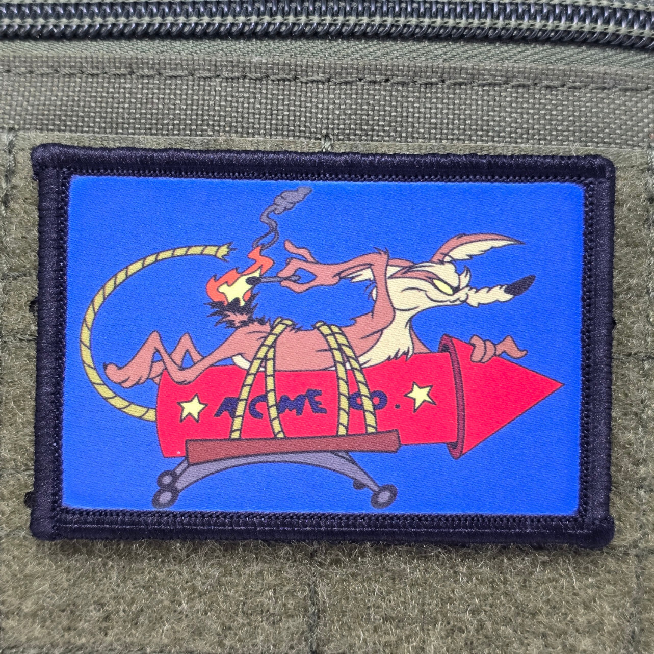 Wile E Coyote Patch Moral Tactical Military Army USA Flag Hook & Loop
