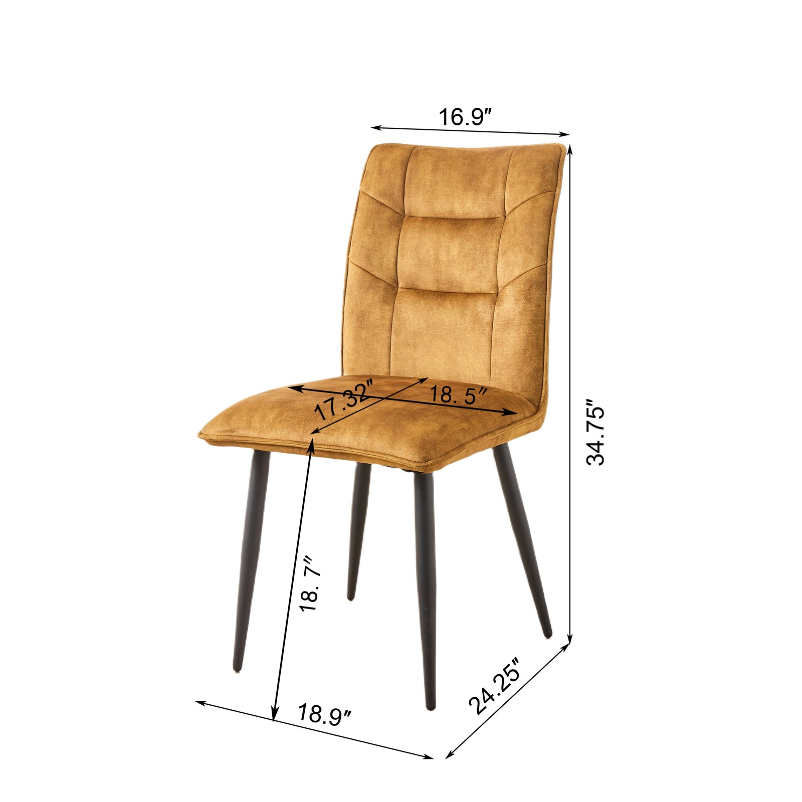 Modern Velvet Dining Chairs 2-Piece Set-Soft Cushioned Seats with Iron Frames