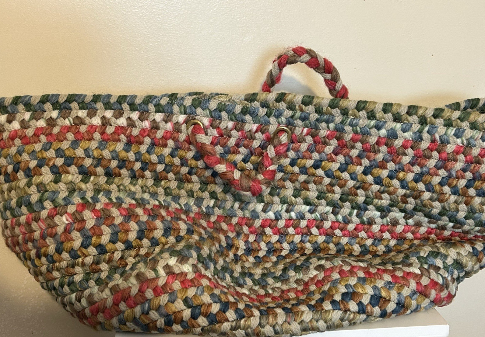 Braided Multicolor Wool Bag Basket