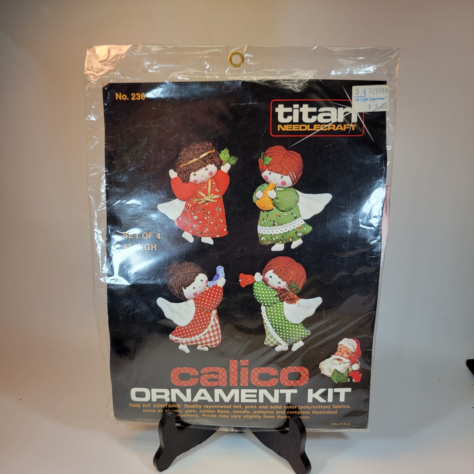 Calico Ornament Kit Set Of 4 Angels Christmas Holiday Titan Needlecraft New