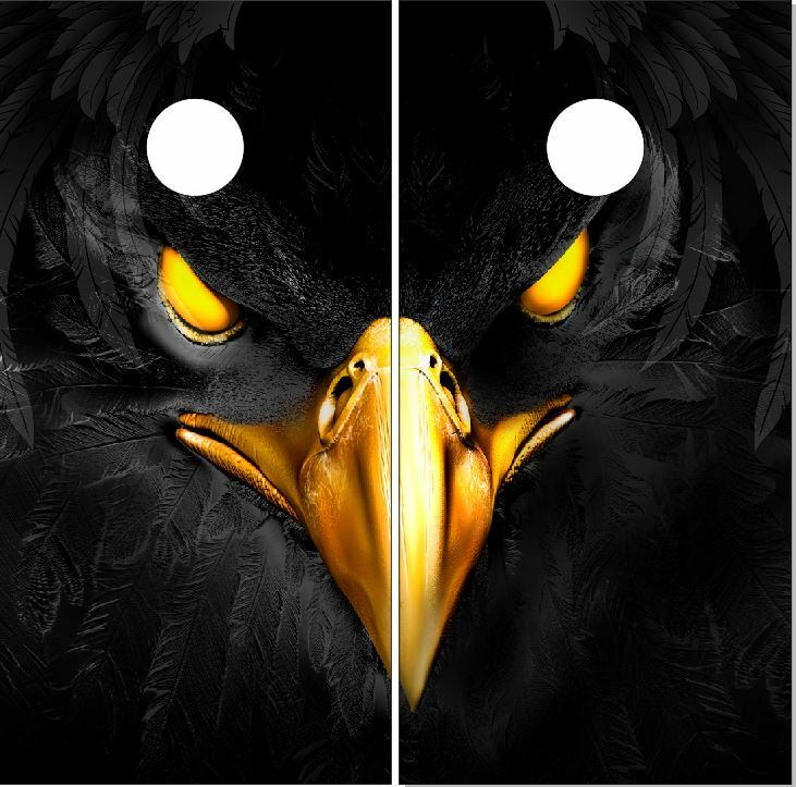Black Eagle Eyes LAMINATED Cornhole Wrap Bag Toss Decal Sticker