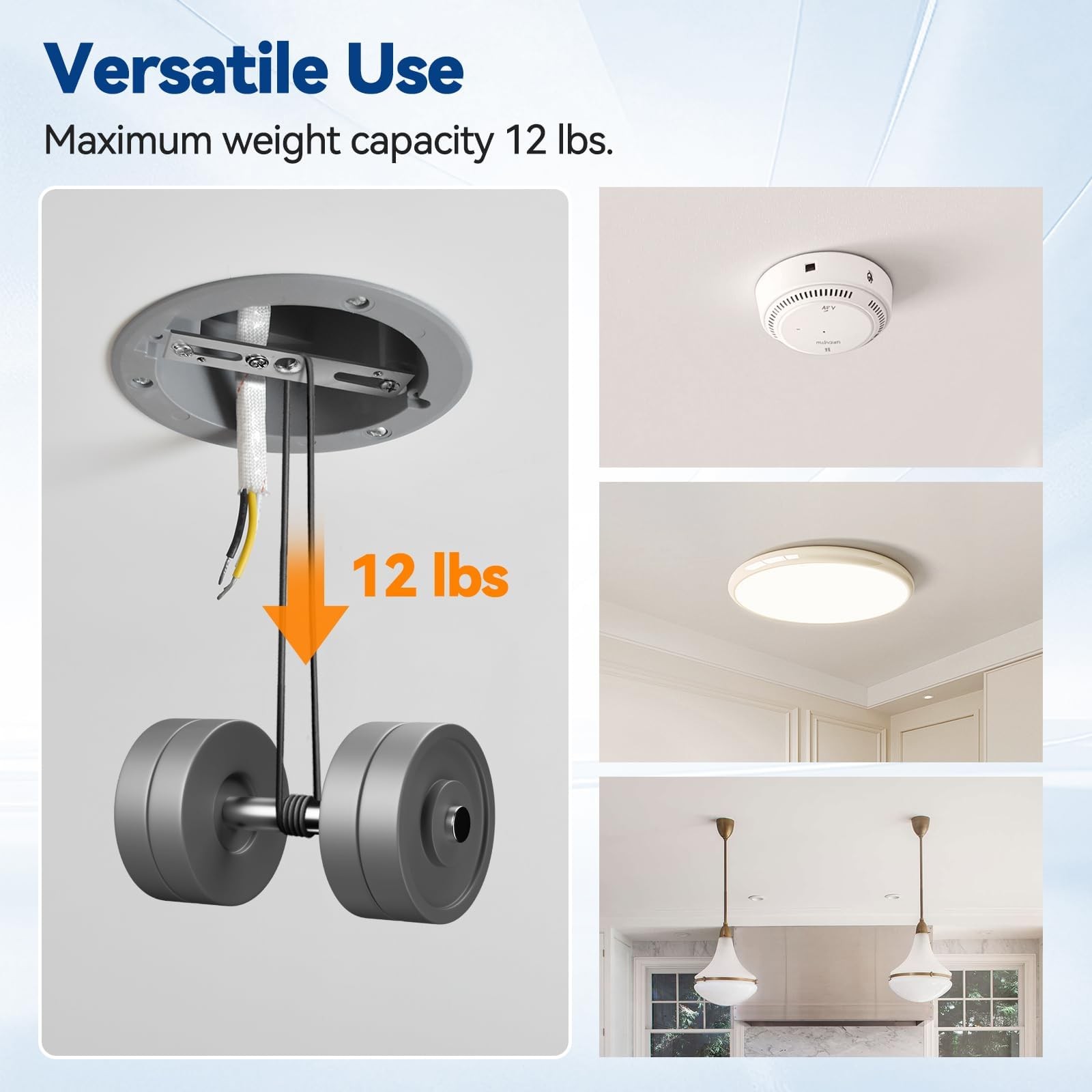 4" Old Work Ceiling , 18 CU. in. Round Electrical , PVC, UL Listed, 6 Pack