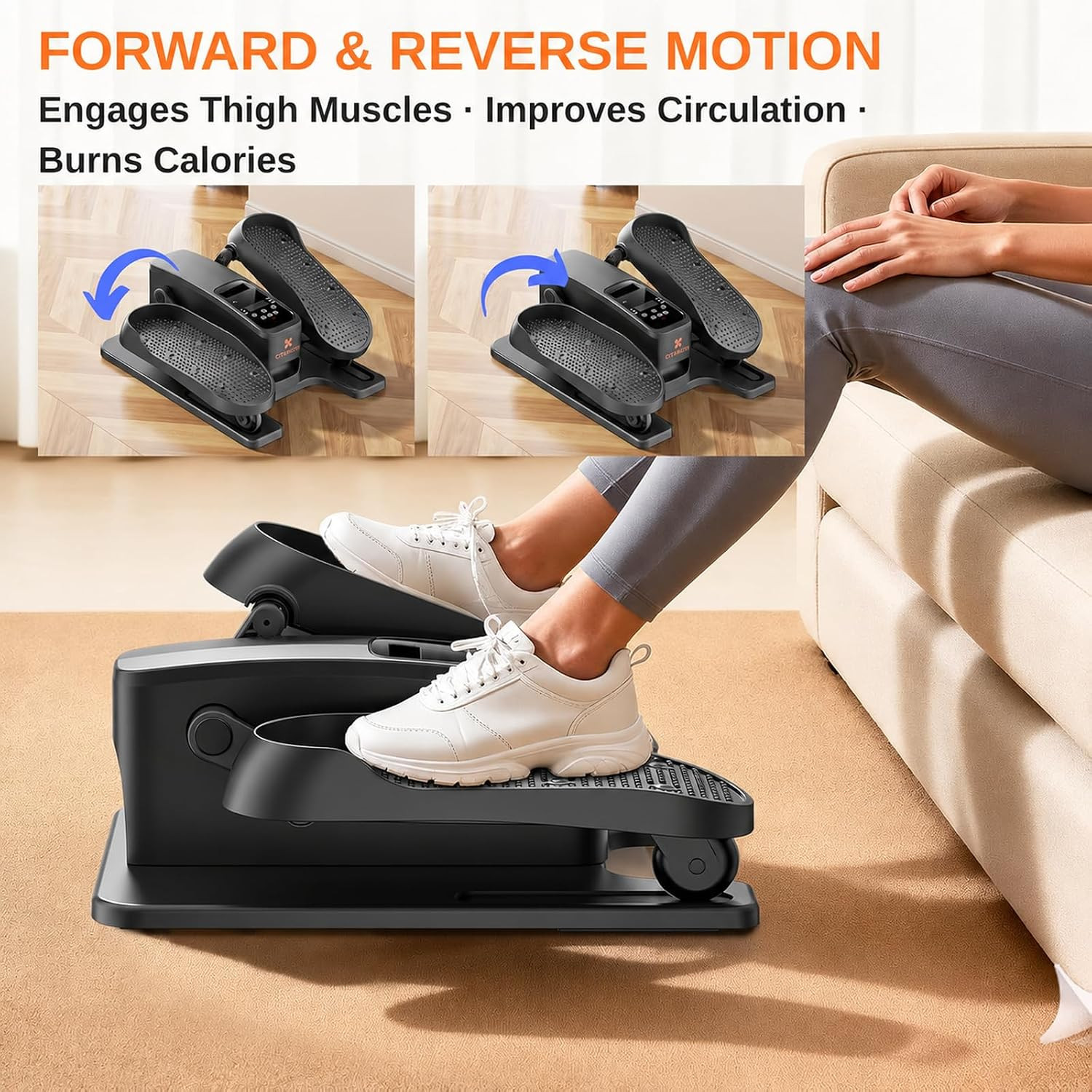 Under Desk Elliptical Exercise Machine, Quiet Seated Pedal Exerciser for Senior,