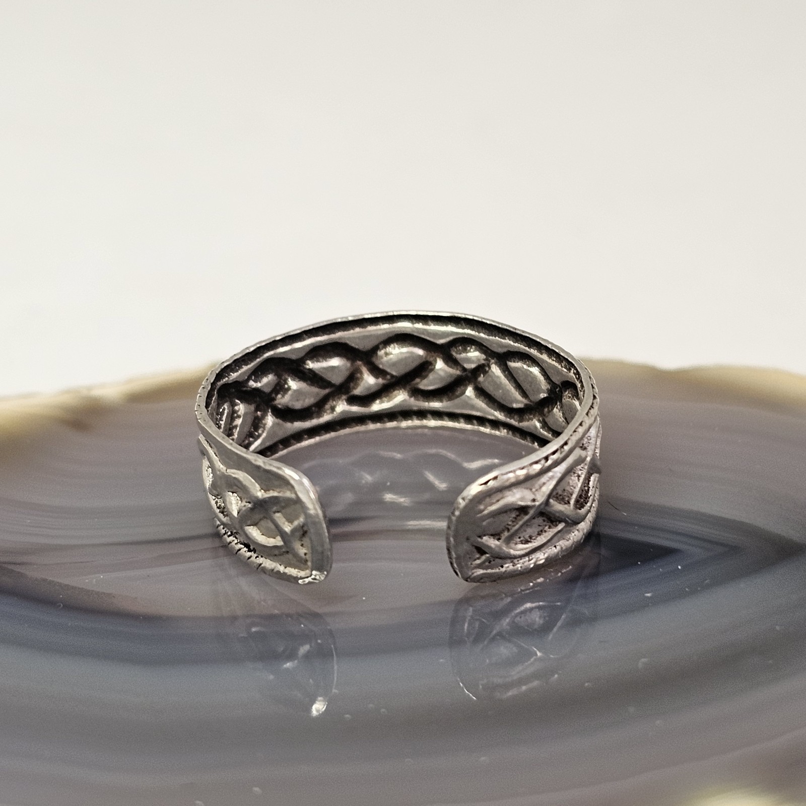 925 Sterling Silver Celtic Knot Toe Ring Open Adjustable Band