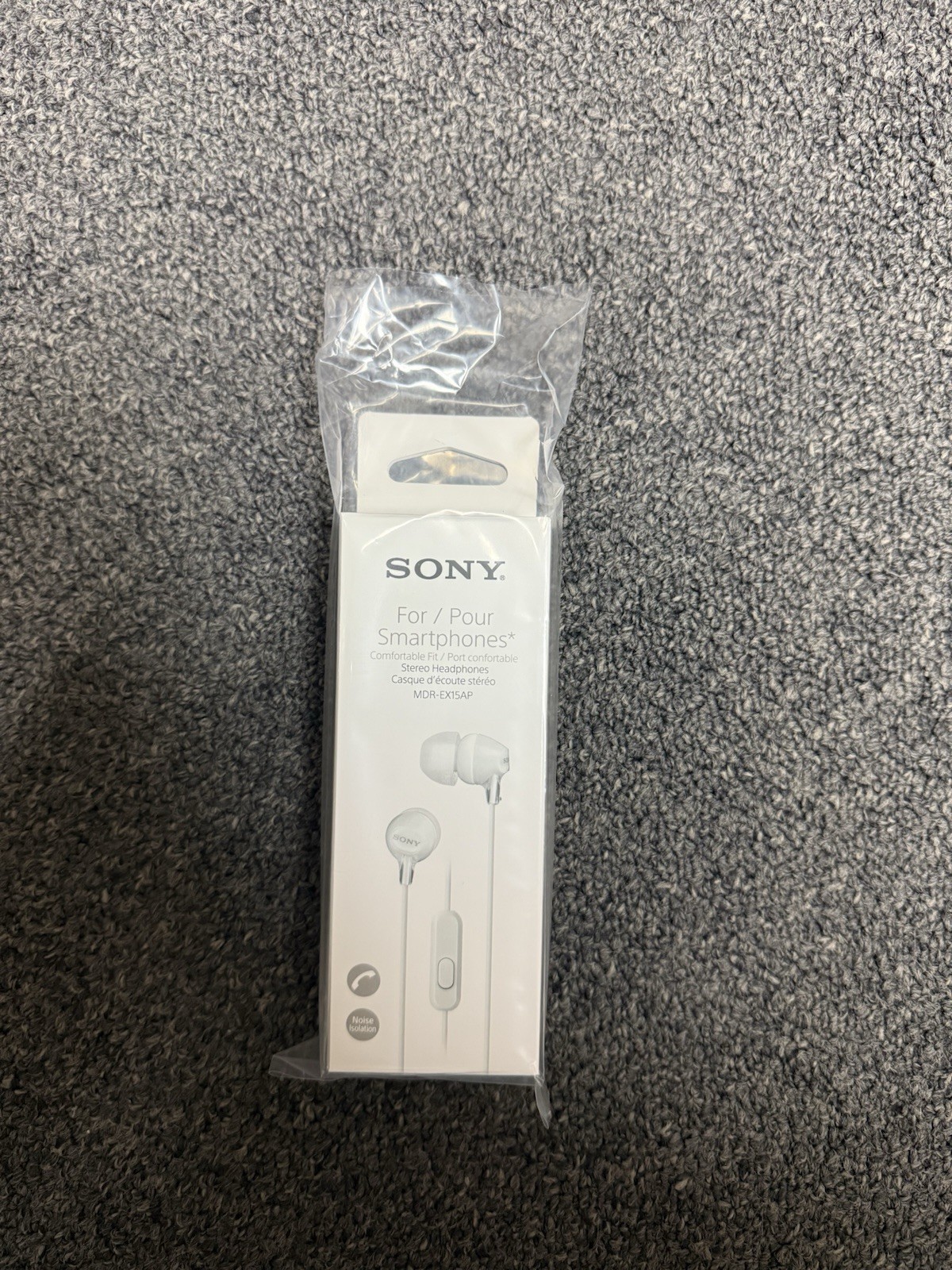 Sony MDR-EX15AP In White. Wired Earbuds With Noise Isolation. With Microphone!!