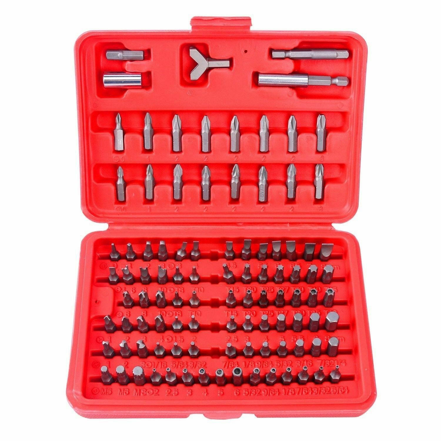 100pc Security Bit Set Torx Star Tamper Screws Hex Key Phillips Slotted Tri Wing