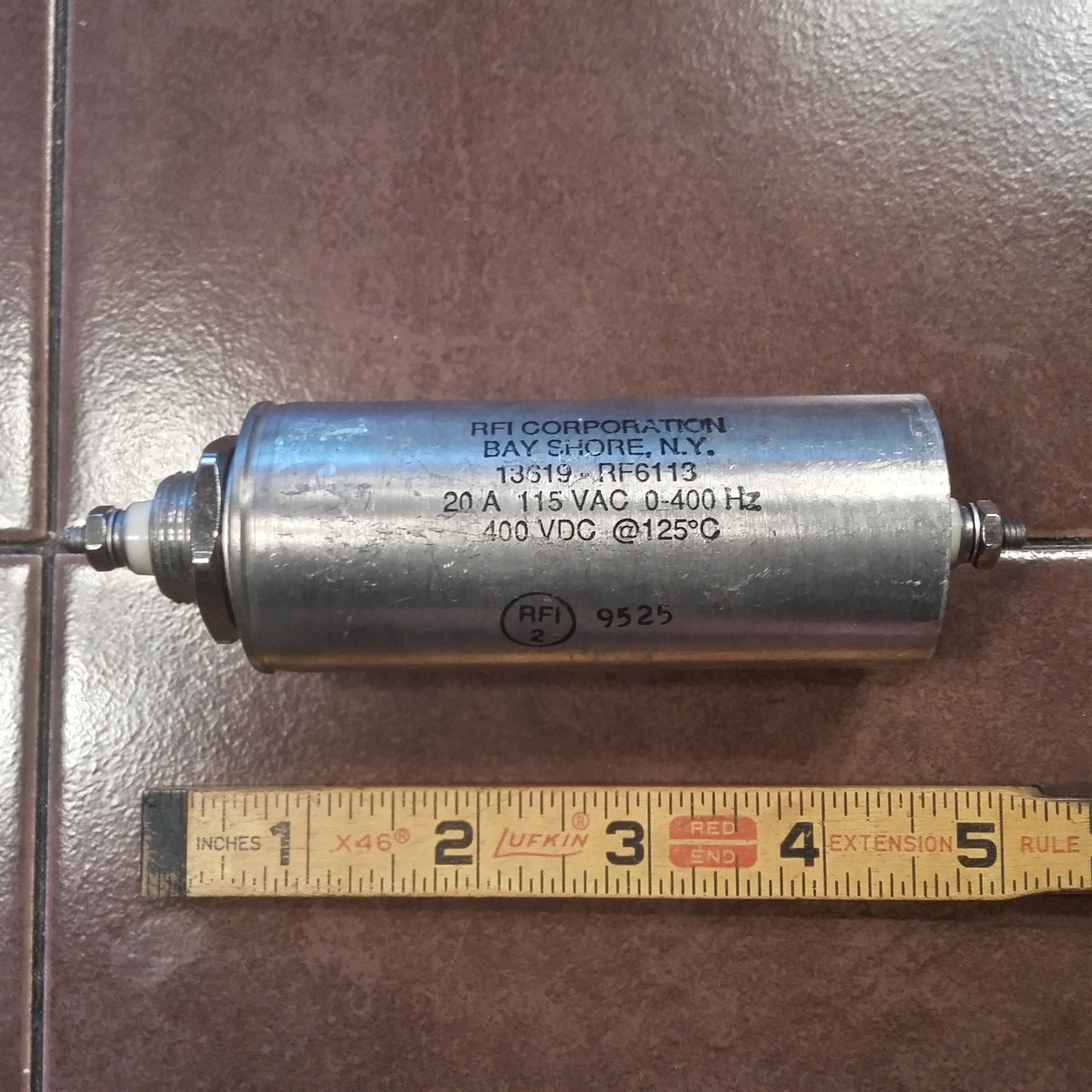 RFI Corporation 13619-RF6113 RFI Filter Capicator 20A, 400VDC, NOS