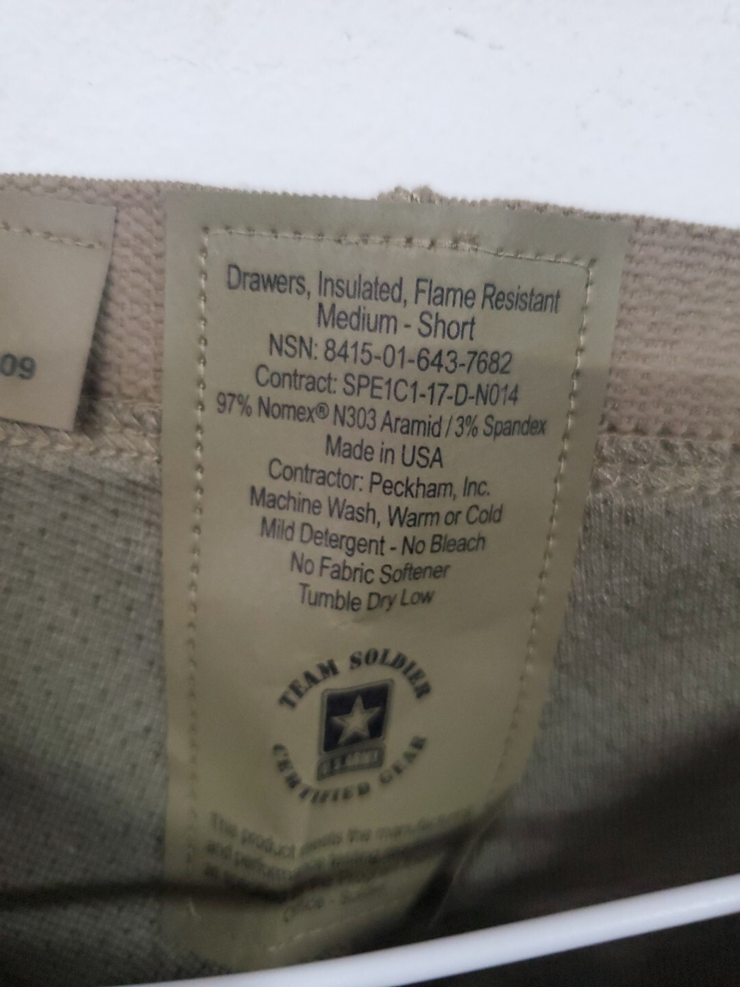 TEAM SOLDIER PECKHAM FREE FR Drawers BASE LAYER INSULATED Coyote Medium Short