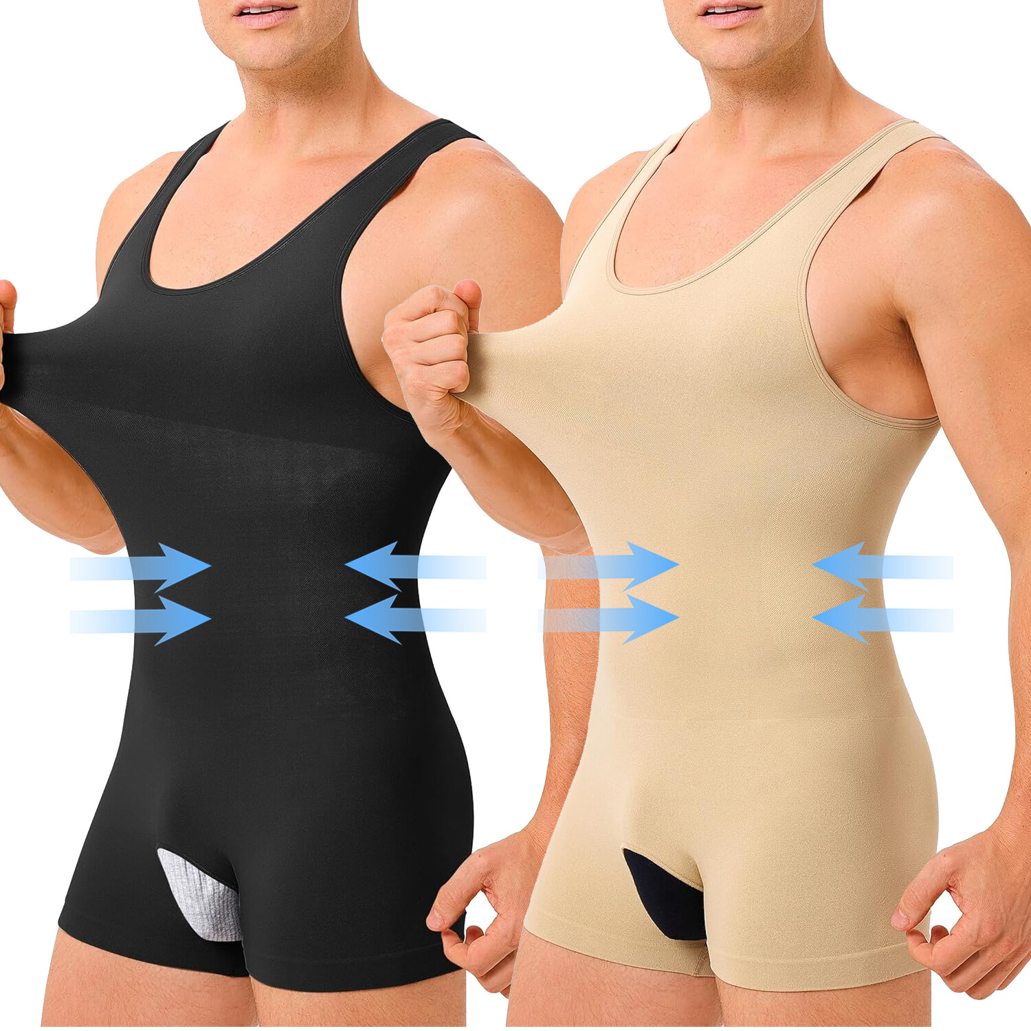 Mens Full Body Shaper Shirt Tummy Control Shapewear Bodysuit Fajas Para Hombres