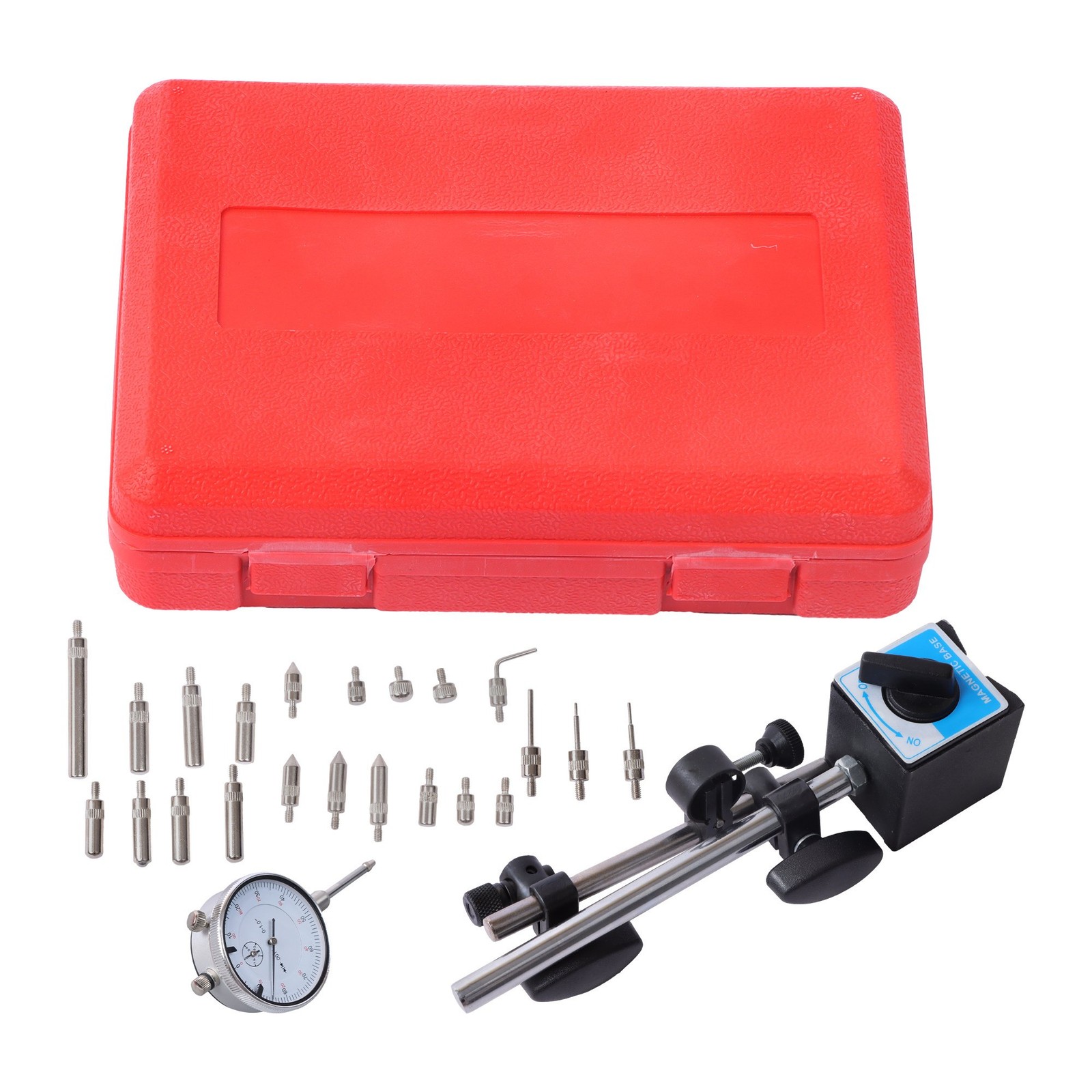 Magnetic Base Indicator Holder + 1" Indicator + Indicator Points 22pcs NEW