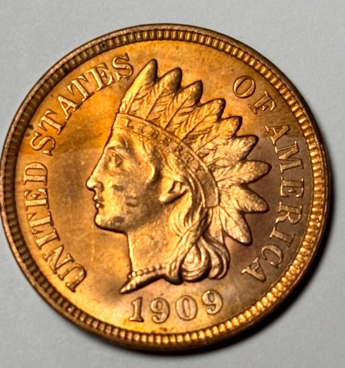 1909 Indian Head Cent Penny Fully Red Uncirculated GEM!!