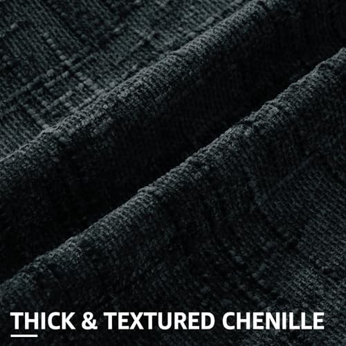 Spring Chenille Throw Pillow Covers 18x18 Set of 2 18" x 18" (Pack of 2) Black