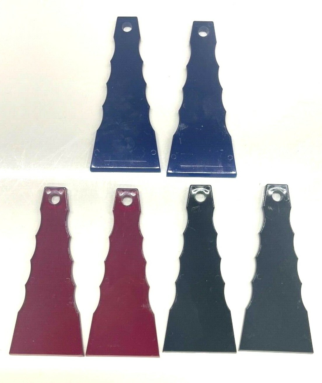 NOS! VINTAGE LOT of (6) PLASTIC WINDOW ICE SCRAPERS, RED GREEN BLUE