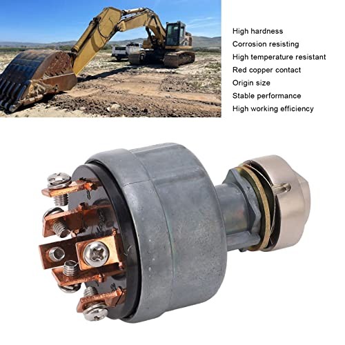 6-Pin Excavator Ignition Start Switch - Silver, Push Button, Ignition, Manual,