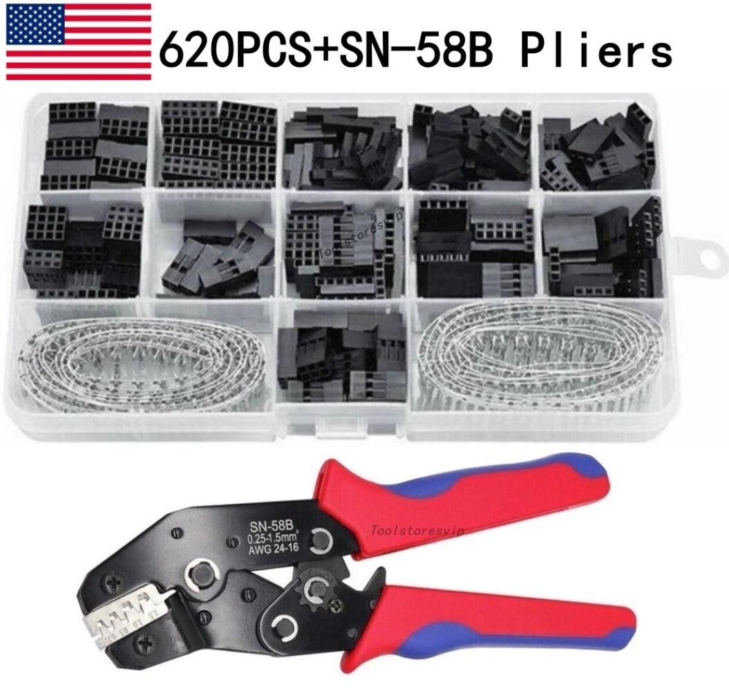 620PCS Pitch Pin Housing Connector Dupont Male Female Crimp 2.54mm Pins Adaptor