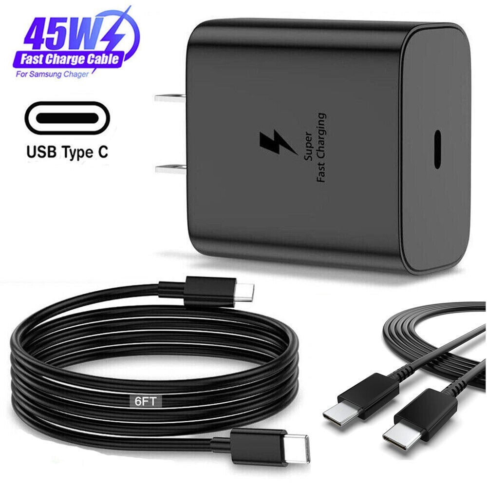 45W Fast Charging Type C Wall Charger Cable For Samsung Galaxy S22 S23 S24