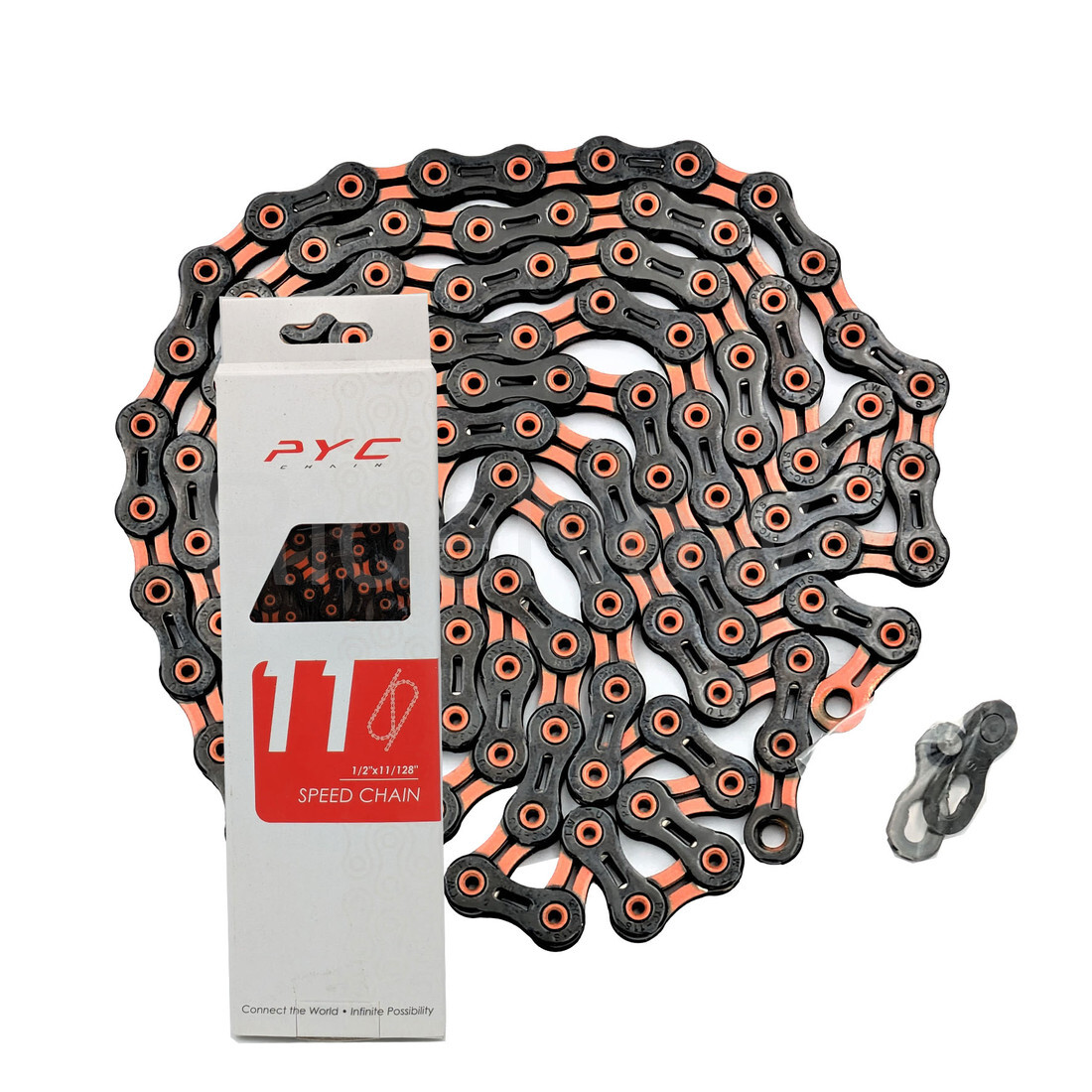 PYC DLC 238g Cycling Bike Chains for 11-Speed Shimano/Campy use Black+Orange
