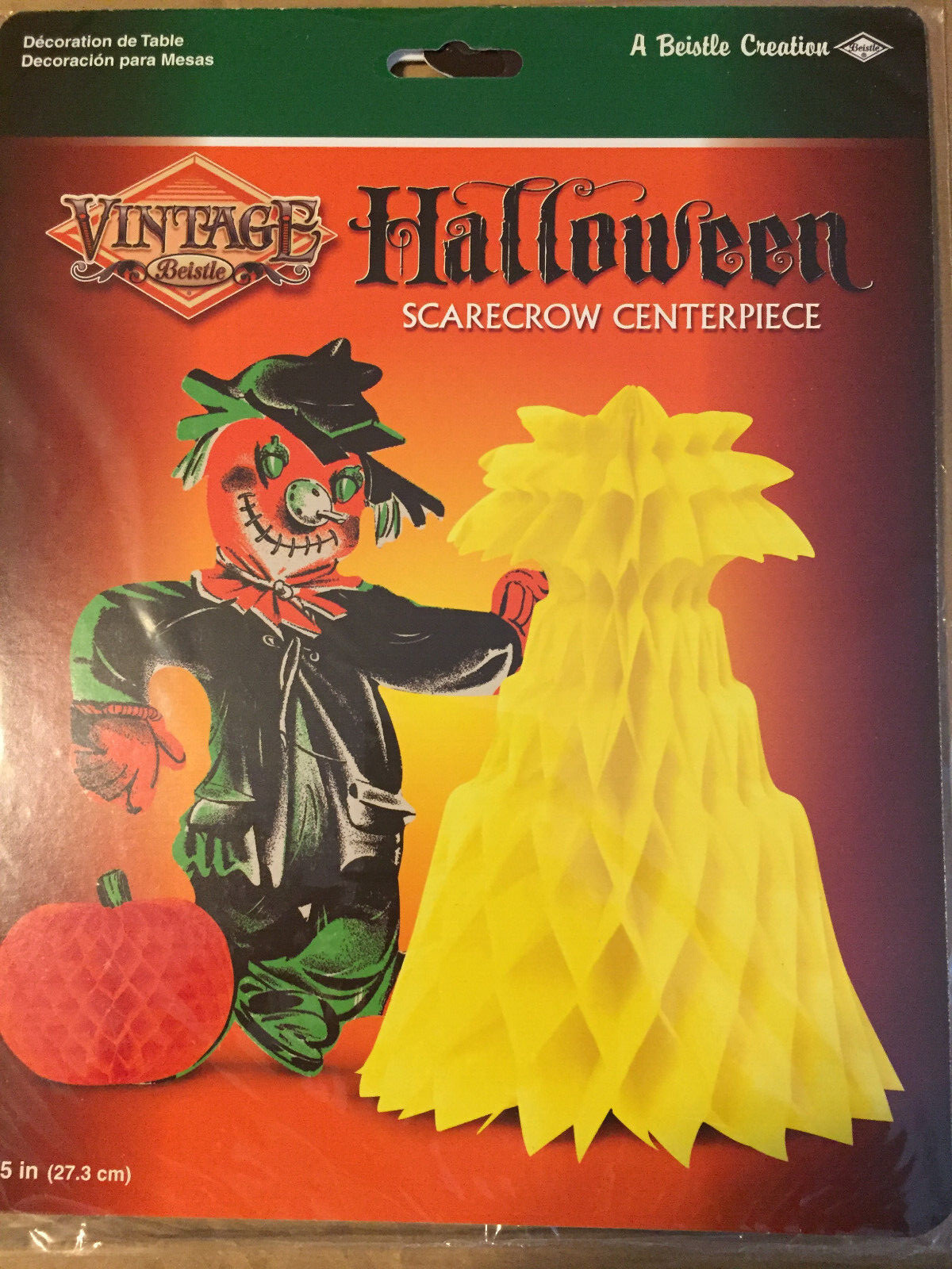VINTAGE BEISTLE HALLOWEEN RETRO SCARECROW CENTERPIECE 10.75"  2019