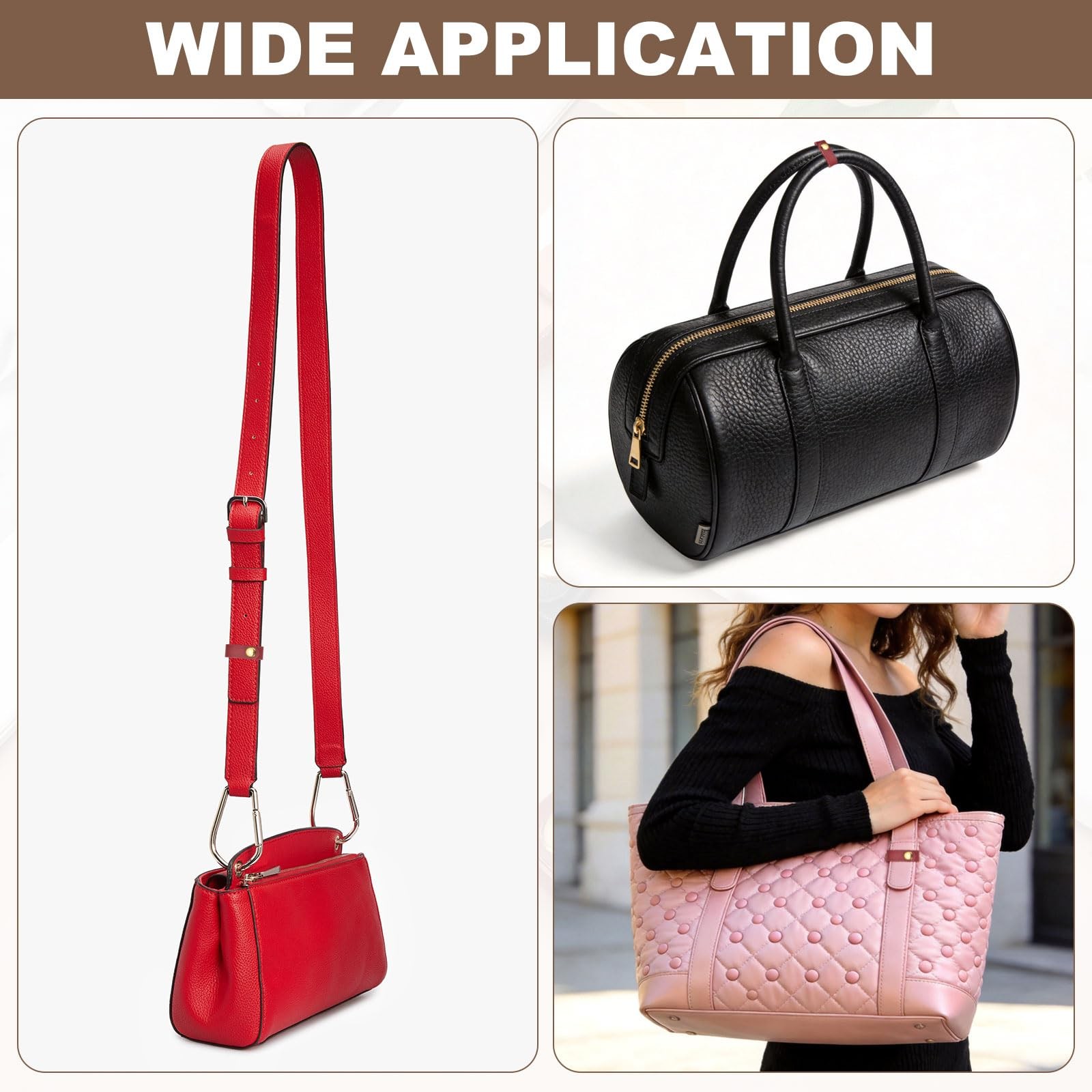 2 Pcs Leather Handbag Strap Shortener, 3.9 Inch Top Handle Keeper Strap Keepe...