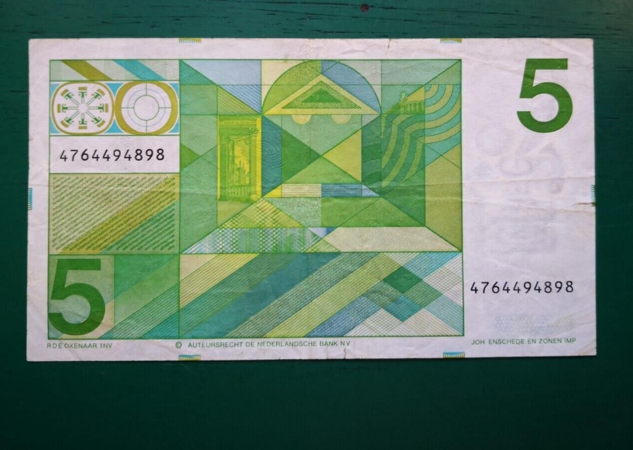 Netherlands Five Guilder 1973 Banknote #236