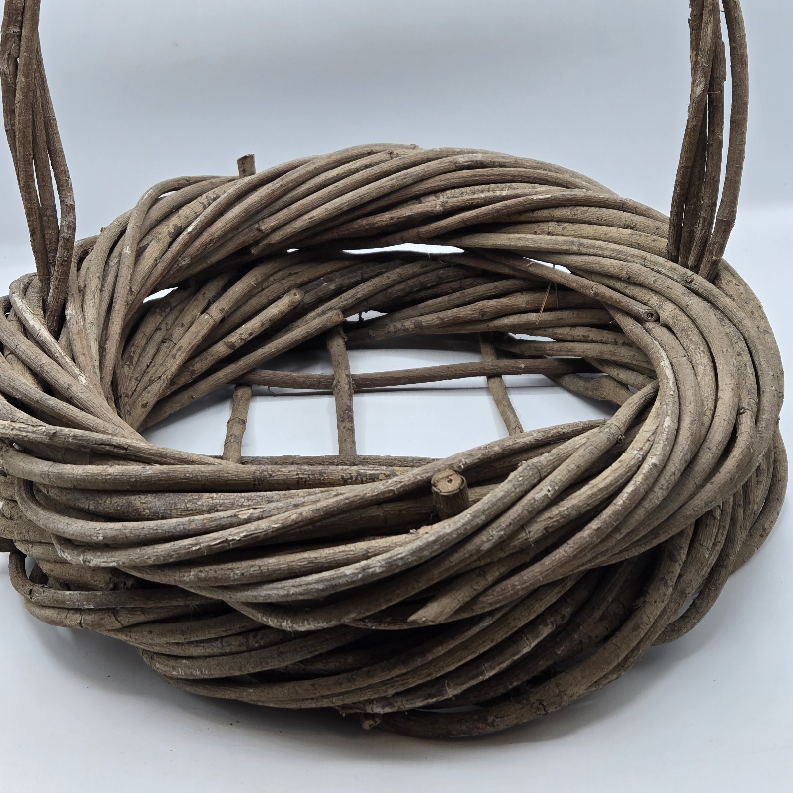 Cottage Core, Primative Grapevine Woven Basket With Handle 11"diameter 12"tall