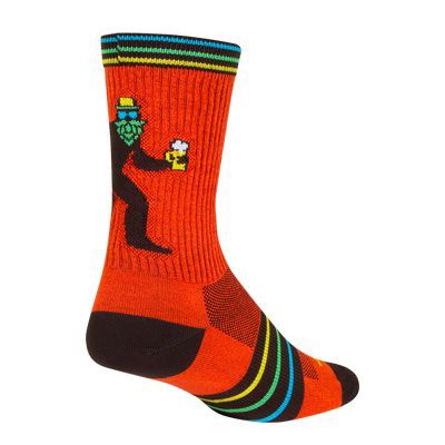 Sockguy Brewfoot 6" Crew Socks 5-9 Orange/Green