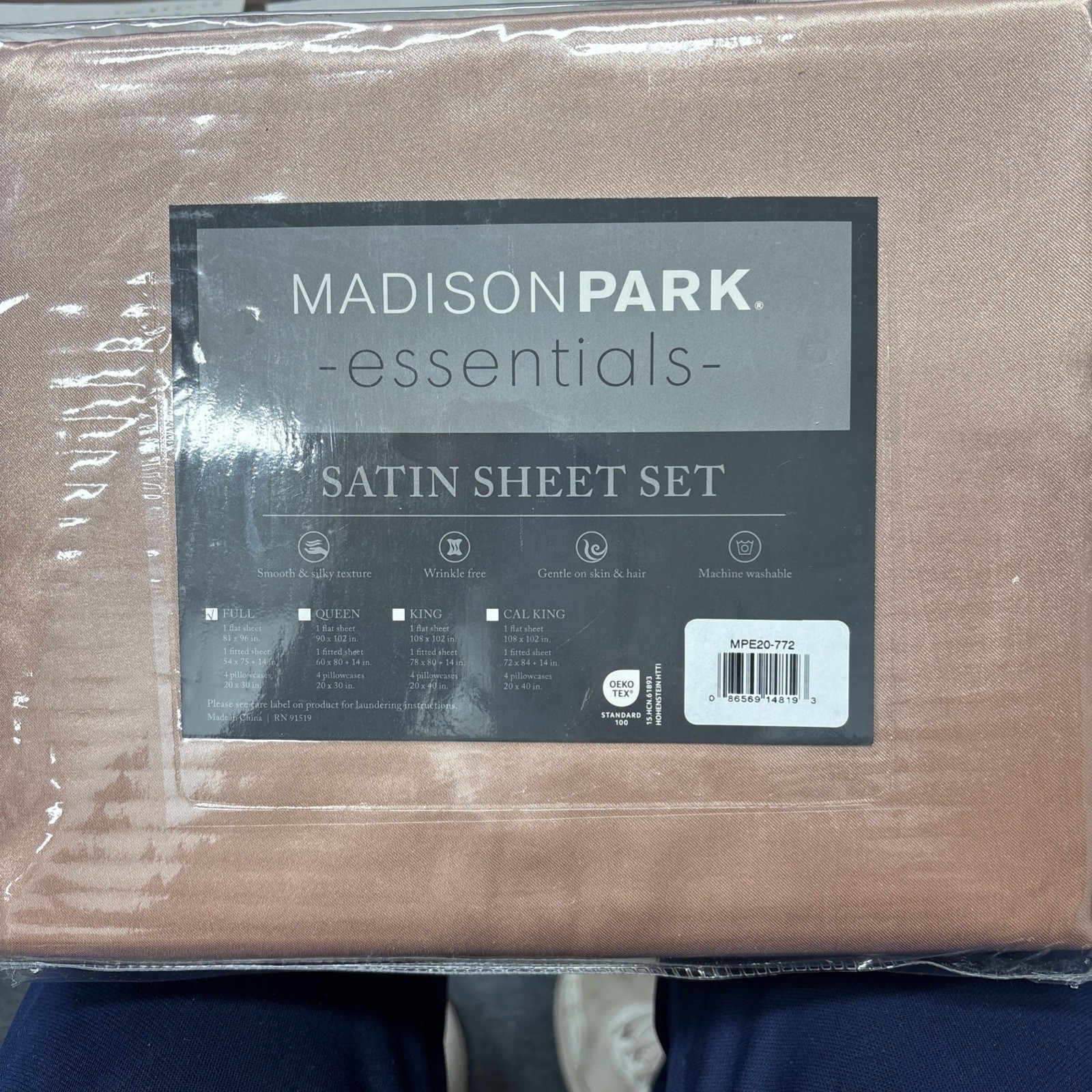 Full Satin Luxury 6pc Sheet Set Blush MADISON PARK  BRAND NEW FACOTRY SEALED
