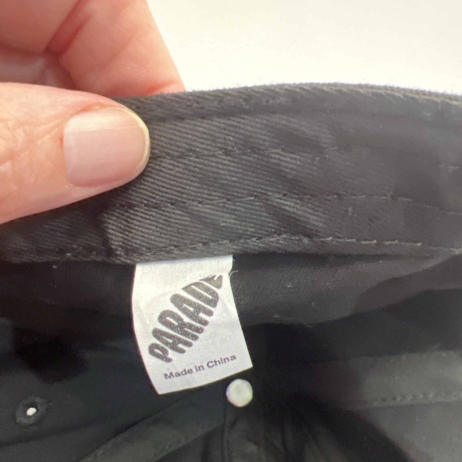 Parade Orange White Patch on Black Hat Cap Cotton Strap Buckle EUC