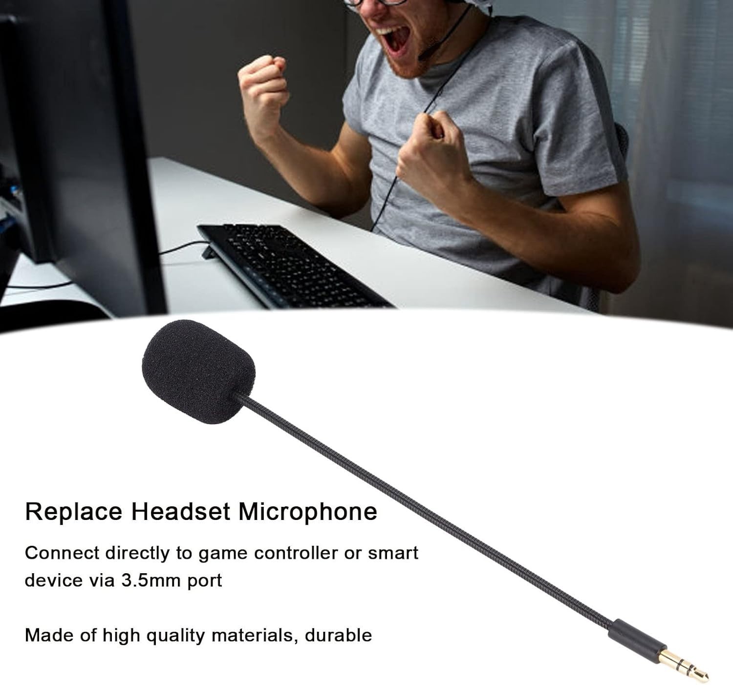 Universal 3.5mm Gaming Microphone - Clear Audio for Headsets and Controllers