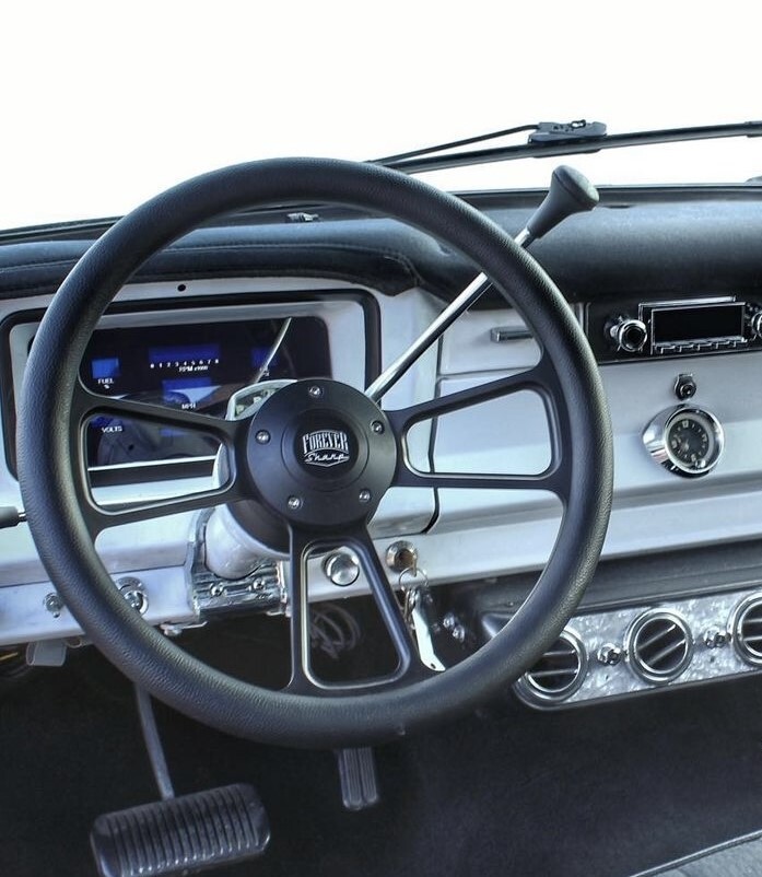 14" Black Billet Steering Wheel Black Half Vinyl 1974-94 C10 Pickup+ Adapter