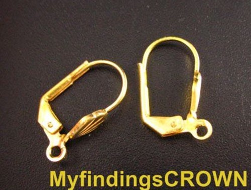 60 Pcs Gold plate LEVERBACK earwires lever back 17mm #10624GP