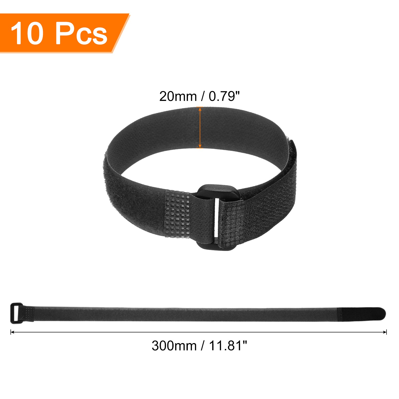 10Pcs Battery Tie Down Straps, 0.8x12" Black Nylon Hold Loop Strap