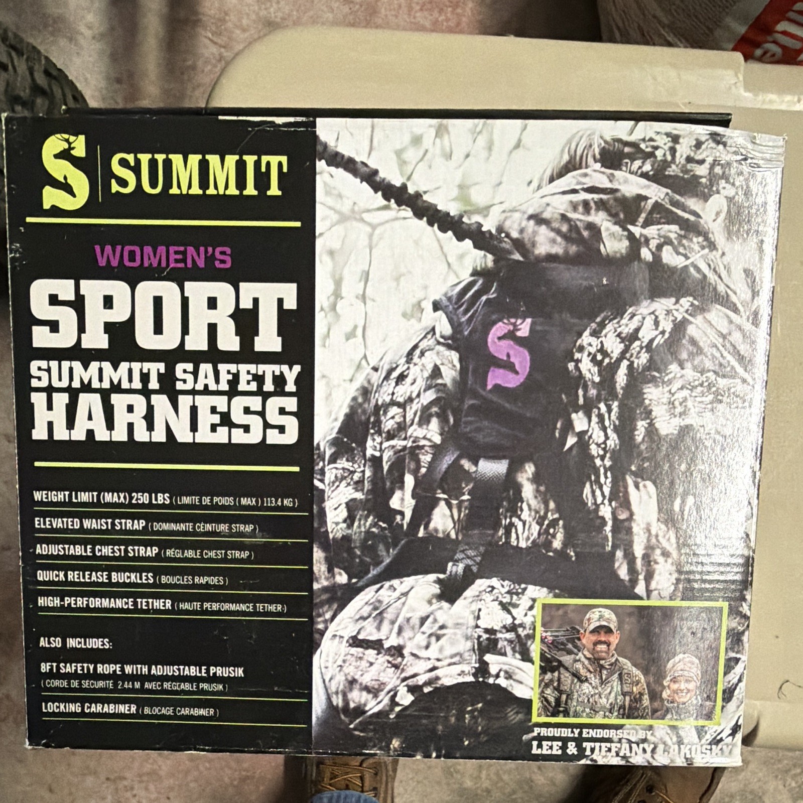 Summit Women's Sport Safety Harness Black/Purple Nylon, Locking Carabiner