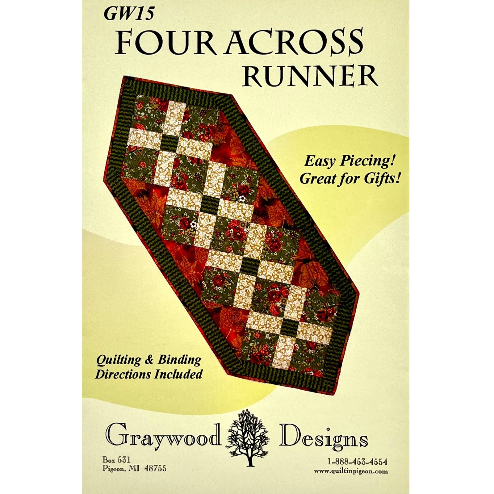 Table Runner Quilt Pattern: Four Across Runner GW15 by Graywood Designs