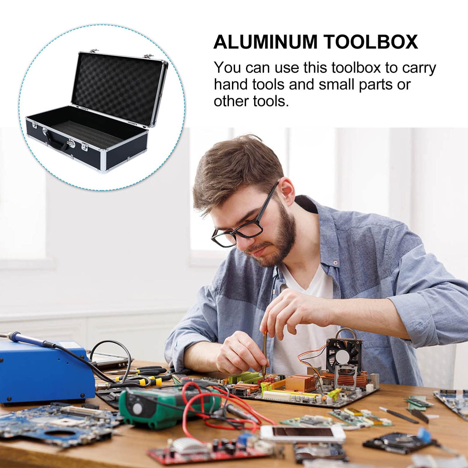 DOITOOL Portable Tool Box 19.68X11.02X5.11In Multifunction Hard Storage Case ...