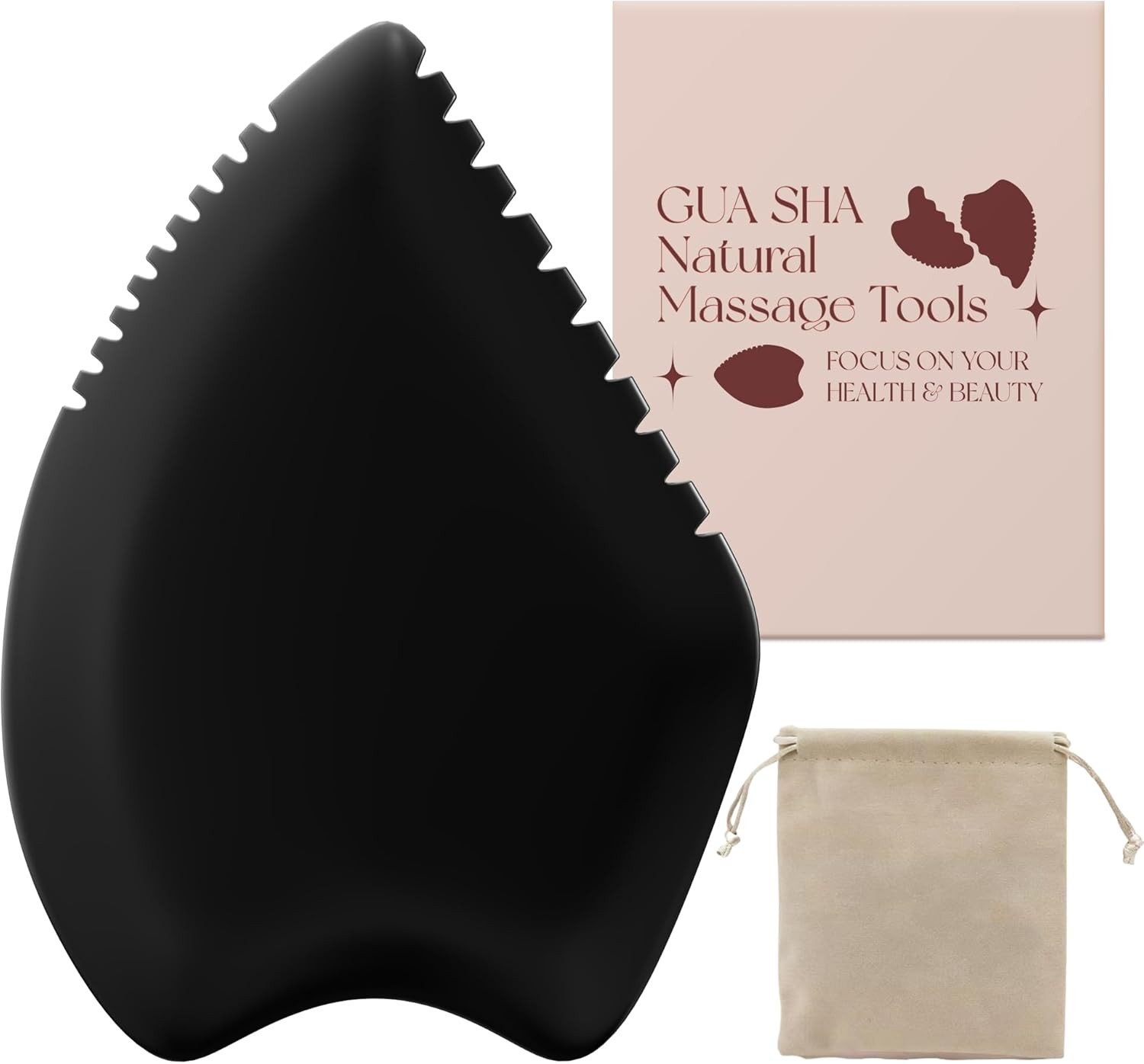 Gua Sha Facial Tool: Black Jade Stone Face Gua-Sha Tools, Natural Bian