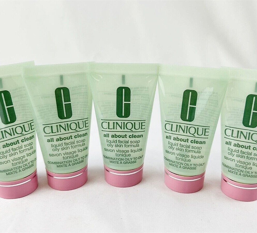 Lot 5 Clinique All About Clean Liquid Facial Soap Oily 1.0 oz/30 ml Oily Skin