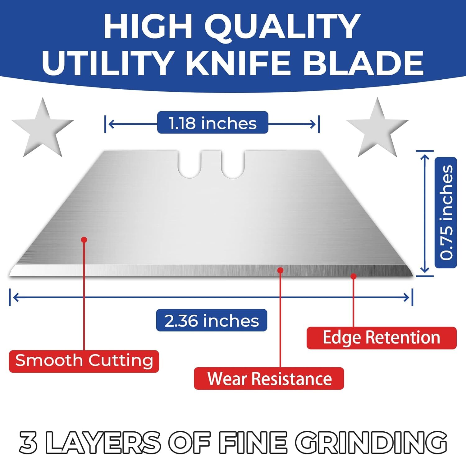 Utility Knife Blades 100 Pack, Box Cutter Blades Refills with Dispenser, Razor B