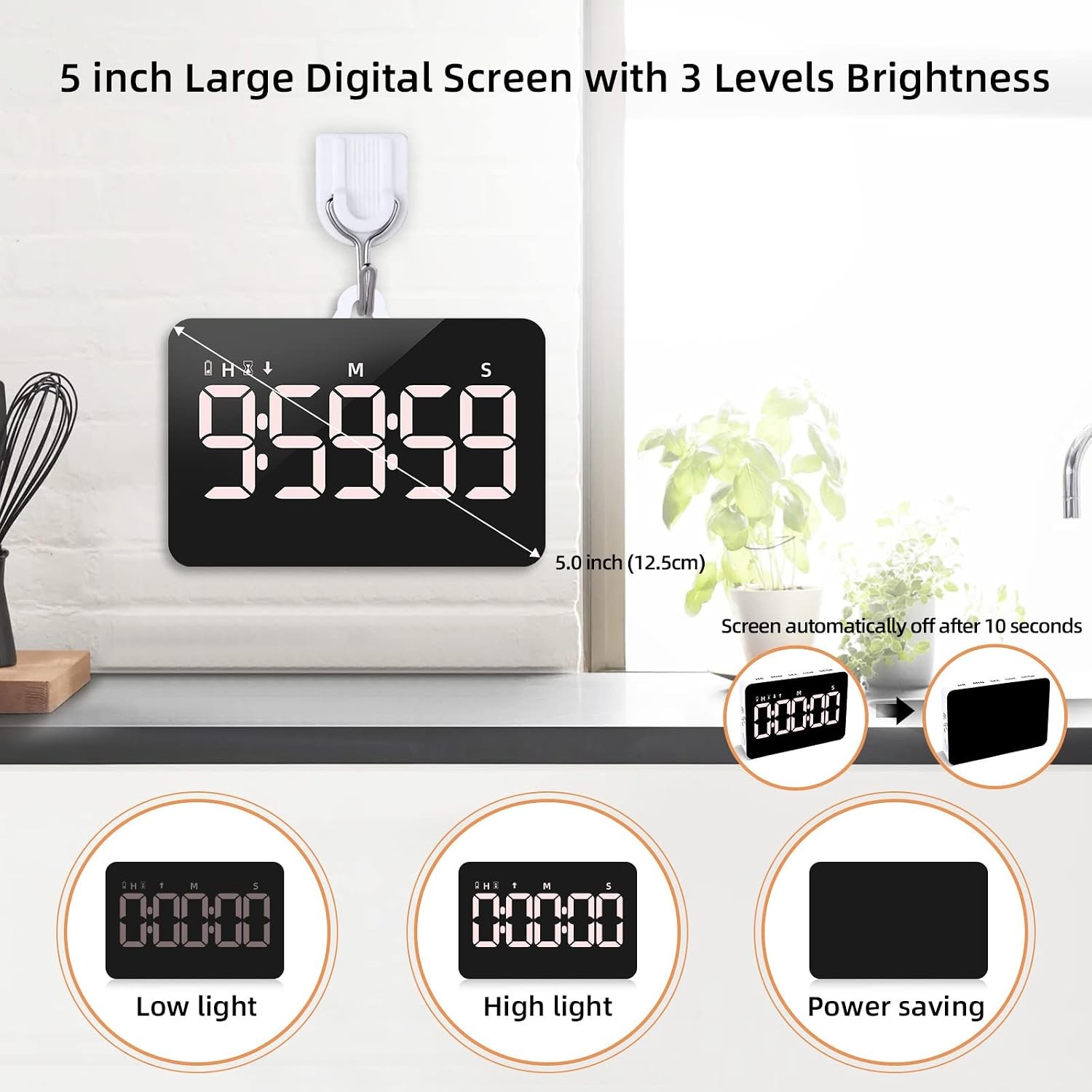 Digital Rechargeable Magnetic Kitchen Timer with Countdown for Cooking
