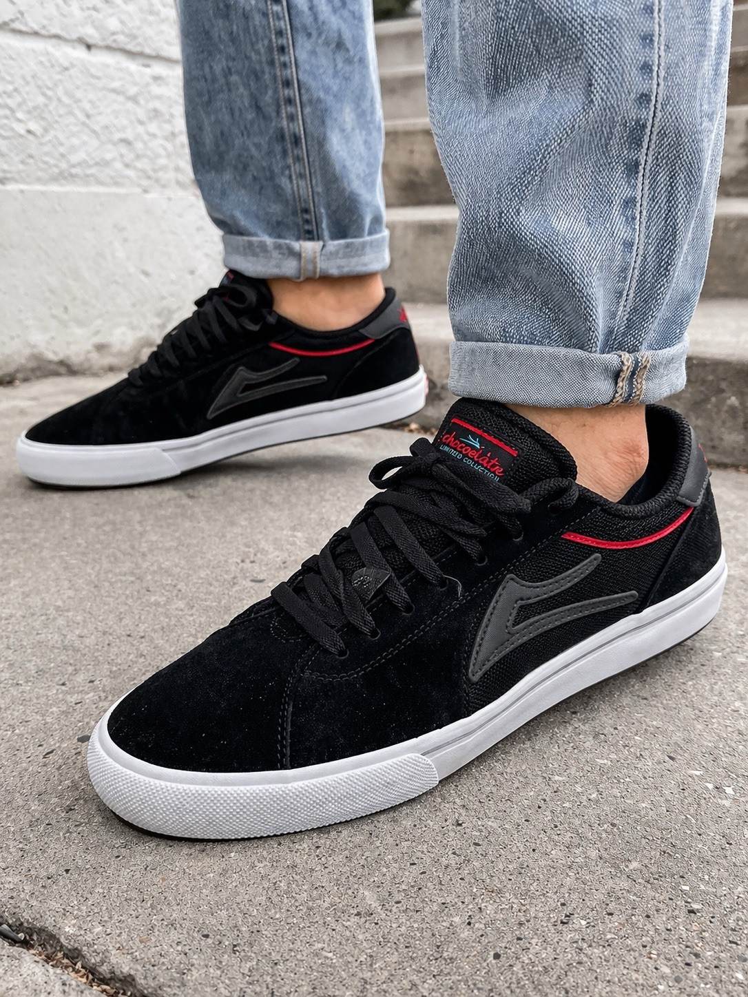 Lakai Flaco II Men’s Size 8 Black Skate Shoes Suede Casual Sneakers