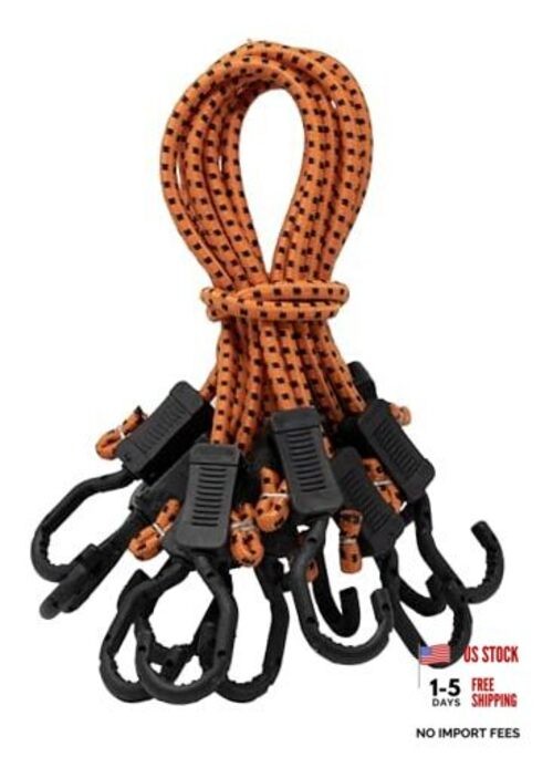 MABC-24 All- Purpose Bungee Cords with Hooks, Orange/Black, 24-Inch Adjustable