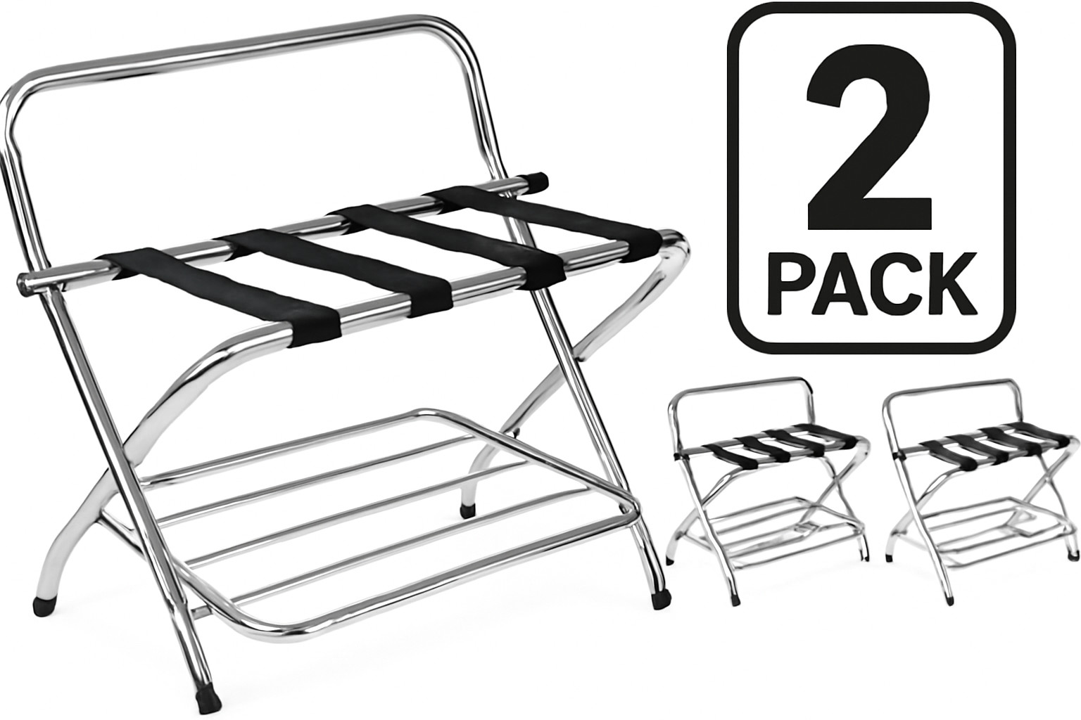USTECH - Luggage Rack-Double Tier with High Back