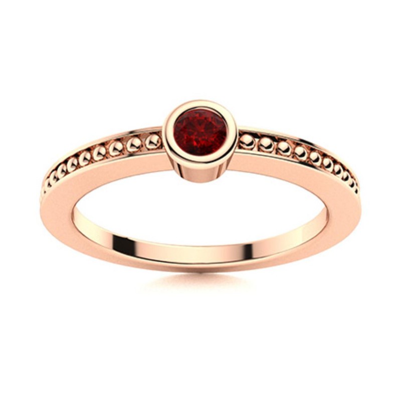 Sterling Silver Natural Garnet Bezel Solitaire Anniversary Ring Jewelry